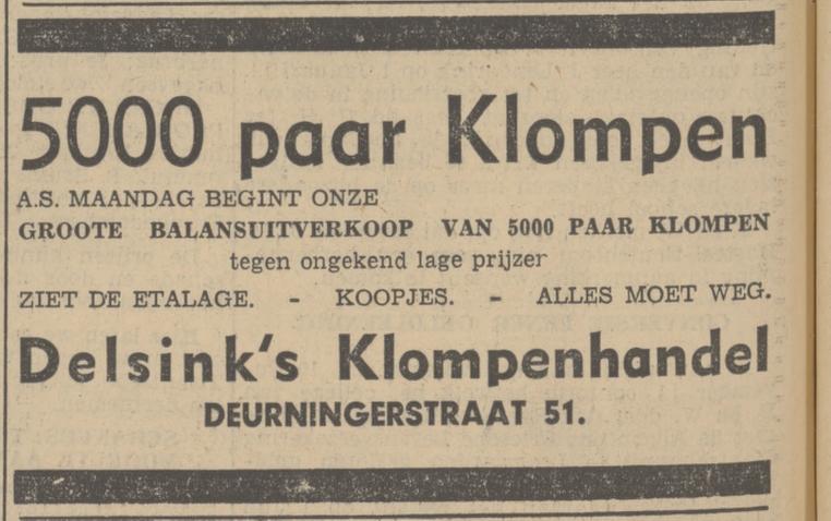 Deurningerstraat 51 Delsink Klompenmhandel advertentie Tubantia 16-1-1937.jpg