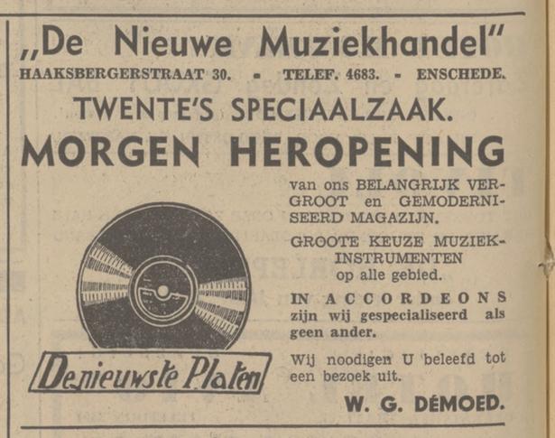 Haaksbergerstraat 30 Muziekhandel Demoed advertentie Tubantia 15-10-1937.jpg