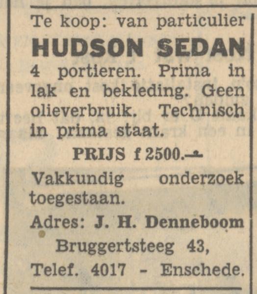 Bruggertsteeg 43 J.H. Denneboom advertentie Tubantia 31-5-1951.jpg