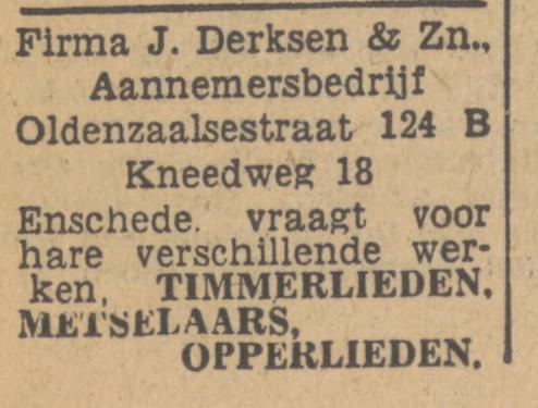 Oldenzaalsestraat 124 B Aannemersbedrijf Fa. J. Derksen & Zn. advertentie Tubantia 14-8-1947.jpg