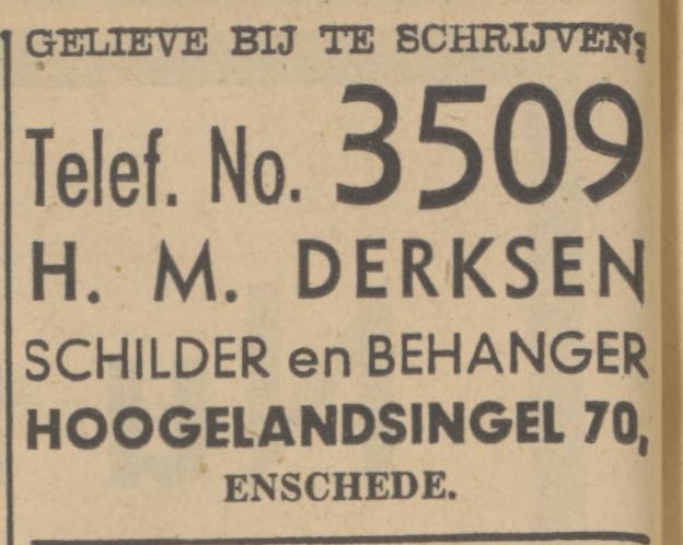 Hogelandsingel 70 H.M. Derksen schilder en behanfer advertentie Tubantia 8-10-1938.jpg