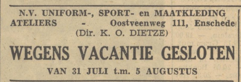Oostveenweg 111 K.O. Dietze advertentie Tubantia 28-7-1950.jpg