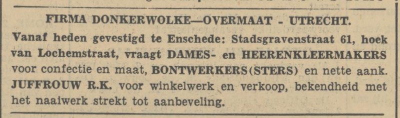 Stadsgravenstraat 61 hoek Van Lochemstraat Fa. Donkerwolke-Overmaat advertentie Tubantia 24-10-1935.jpg