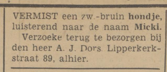 Lipperkerkstraat 89 A.J. Dors advertentie Tubantia 9-5-1942.jpg