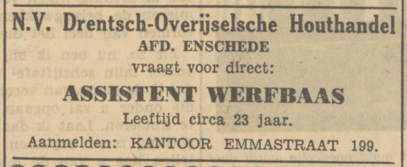 Emmastraat 199 Drentsch Overijsselsche Houthandel advertentie Tubantia 9-9-1950.jpg