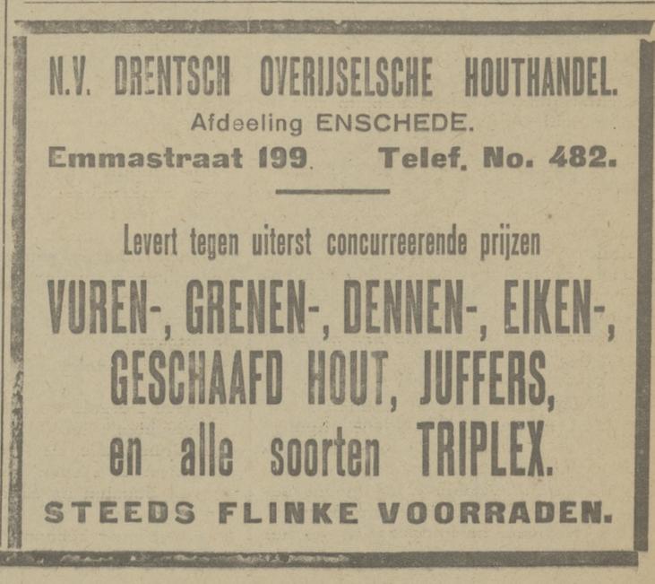 Emmastraat 199 Drentsch Overijsselsche Houthandel advertentie Tubantia 11-5-1926.jpg