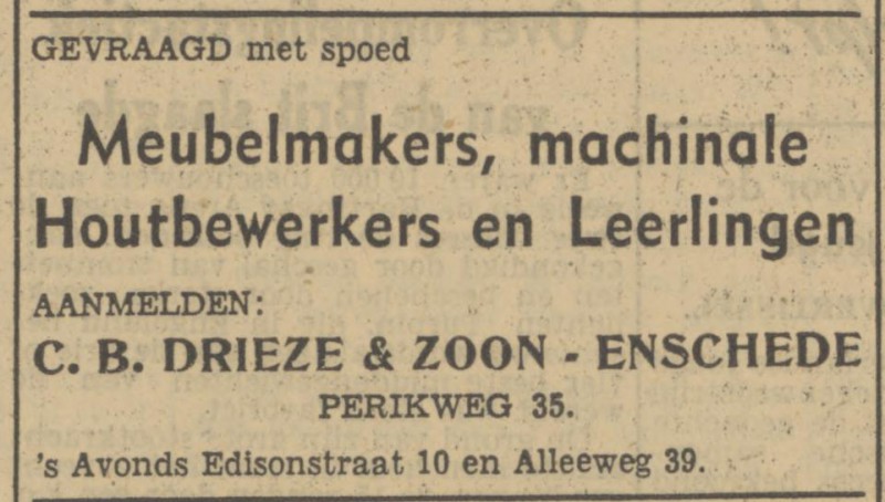 Edisonstraat 10 C.B. Drieze advertentie Tubantia 28-2-1951.jpg