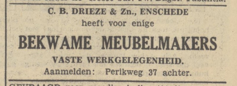 Perikweg 37 achter C.B. Drieze & Zn. advertentie Tubantia 23-6-1949.jpg