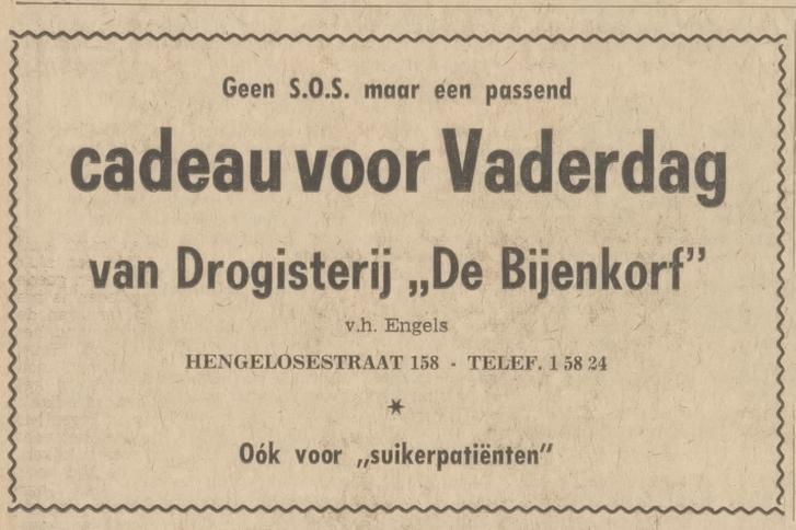 Hengelosestraat 158 Drogisterij Der Bijenkorf advertentie Tubantia 15-6-1966.jpg