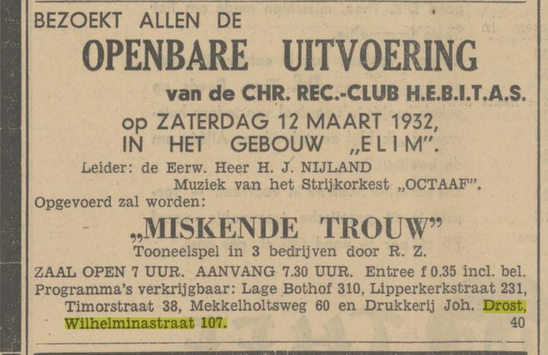 Wilhelminastraat 107 J. Drost Drukkerij advertentie Tubantia 3-3-1932.jpg