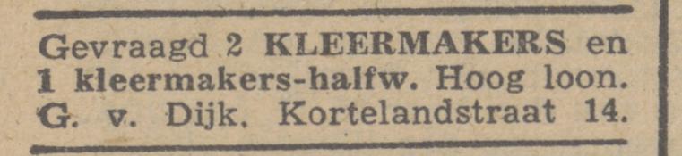 Kortelandstraat 14 G. van Dijk advertentie Het Vrije Volk 8-5-1945.jpg