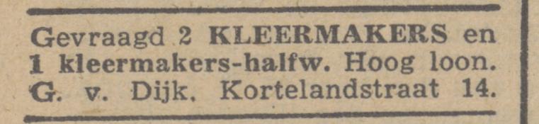 Kortelandstraat 14 G. van Dijk advertentie Het Vrije Volk 8-5-1945.jpg