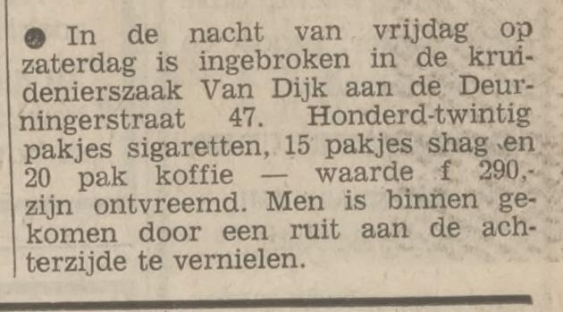 Deurningerstraat 47 Van Dijk kruidenierszaak krantenbericht Tubantia 27-7-1970.jpg