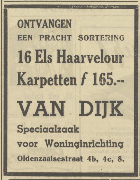 Oldenzaalsestraat 4B-4C-8 Van Dijk Woninginrichting advertentie Tubantia 10-3-1950.jpg