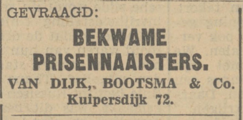 Kuipersdijk 72 Van Dijk Bootsma & Co. advertentie Tubantia 27-4-1934.jpg