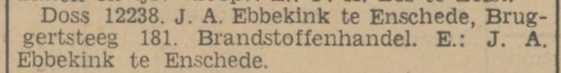 Bruggertsteeg 181 Brandstoffenhandel J.A. Ebbekink krantenbericht Tubantia 7-6-1940.jpg
