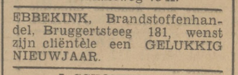 Bruggertsteeg 181 Brandstoffenhandel Ebbekink advertentie Tubantia 30-12-1939.jpg