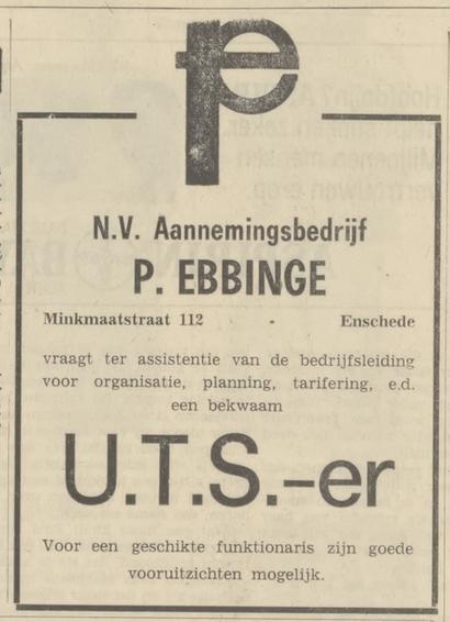 Minkmaatstraat 112 Aannemingsbedrijf P. Ebbinge advertentie Tubantia 19-4-1966.jpg
