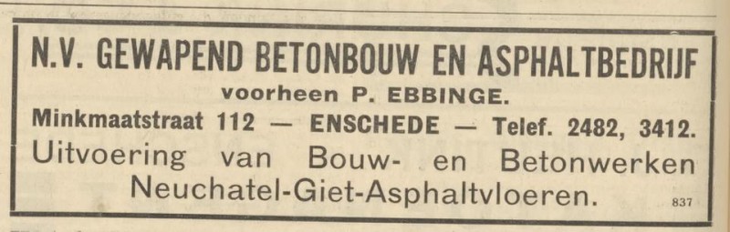 Minkmaatstraat 112 N.V. Gewapend Betonbouw en Asphaltbedrijf v.h. P. Ebbinge advertentie Centraal blad voor Isrëliten in Nederland 8-12-1933.jpg