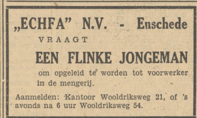 Wooldriksweg 21 en 54 Echfa N.V. advertentie Tubantia 15-8-1950.jpg