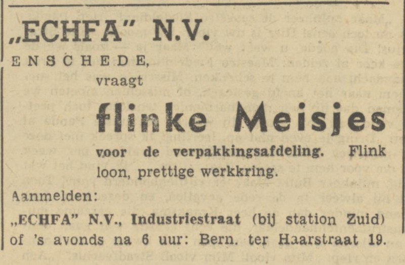 Industriestraat Echfa N.V. advertentie Tubantia 27-3-1950.jpg