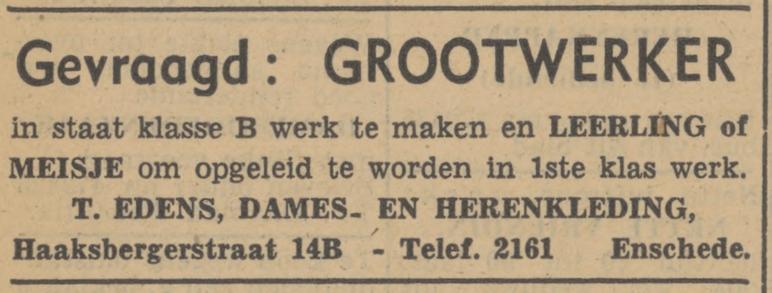 Haaksbergerstraat 14B T. Edens advertentie 11-10-1947.jpg