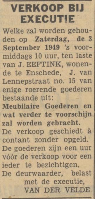 Jacob van Lennepstraat 15 J. Leeftink advertentie Tubantia 1-9-1949.jpg