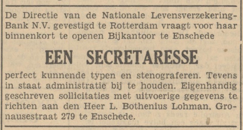 Gronausestraat 279 L. Bothenius Lohman advertentie Tubantia 5-1-1949.jpg