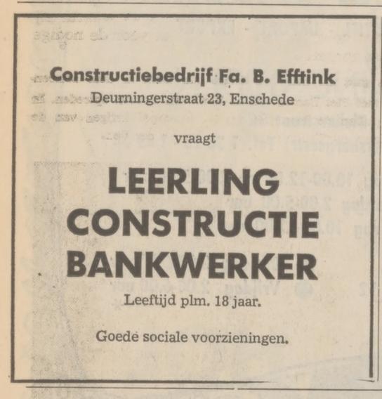 Deurningerstraat 23 Fa. B. Efftink Constructiebedrijf advertentie Tubantia 30-4-1973.jpg