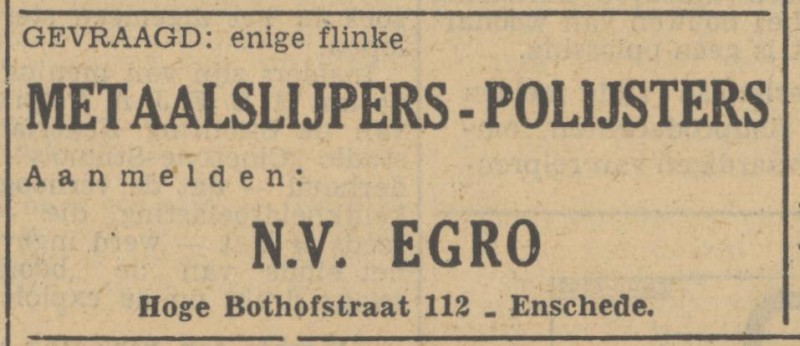 Hoge Bothofstraat 112 N.V. EGRO advertentie Tubantia 10-8-1949.jpg