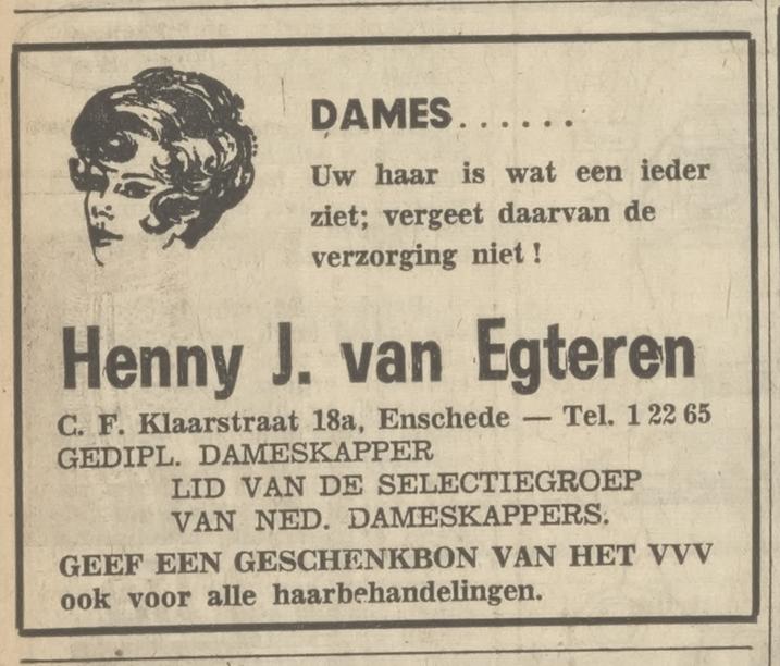 C.F. Klaarstraat 18a Henny J. van Egteren advertentie Tubantia 23-11-1968.jpg