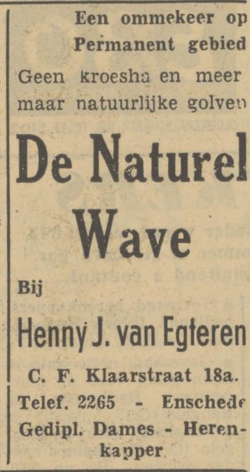 C.F. Klaarstraat 18a Henny J. van Egteren advertentie Tubantia 19-1-1951.jpg