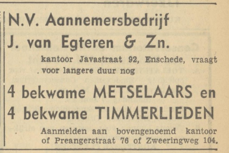 Zweringweg 104 N.V. Aann.bedrijf J. van Egteren & Zn. advertentie Tubantia 4-6-1949.jpg