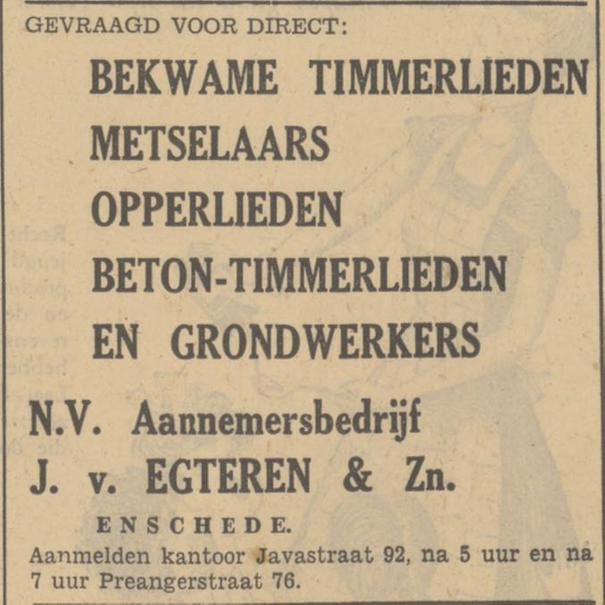 Preangerstraat 76 N.V. Aannemersbedrijf J. van Egteren & Zn. advertentie Tubantia 8-10-1949.jpg
