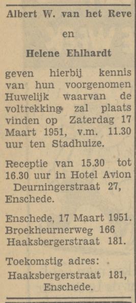 Haaksbergerstraat 181 Helene Ehlhardt advertentie Tubantia 3-3-1951.jpg