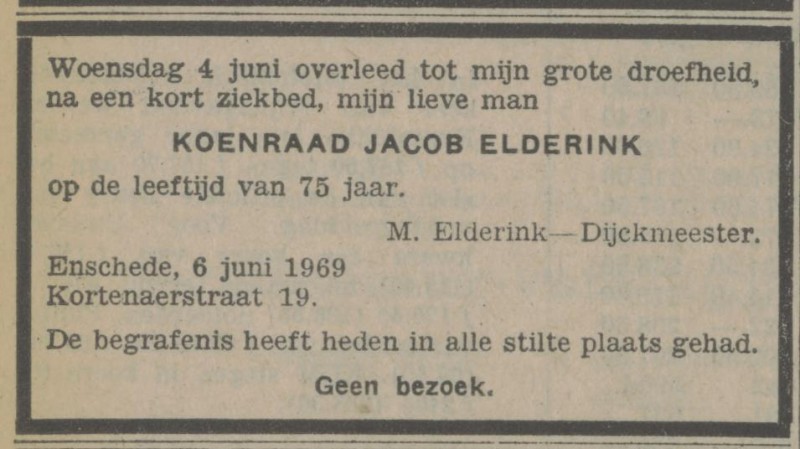 Kortenaerstraat 19 Koenraad Jacob Elderink overlijdensadvertentie Algemeen Handelsblad 7-6-1969.jpg