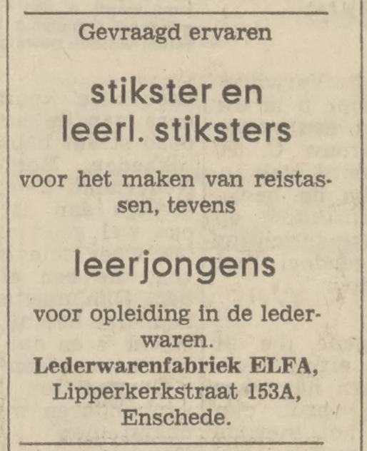 Lipperkerkstraat 153a Lederfabriek Elfa advertentie Tubantia 23-2-1970.jpg