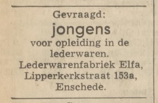 Lipperkerkstraat 153a Lederfabriek Elfa advertentie Tubantia 9-4-1970.jpg