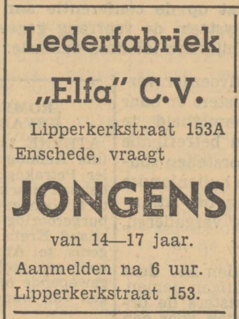 Lipperkerkstraat 153 Lederfabriek Elfa advertentie Tubantia 13-9-1950.jpg