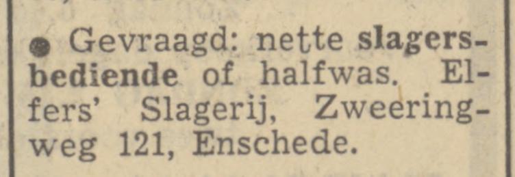 Zweringweg 121 Slagerij Elfers advertentie Tubantia 9-11-1950.jpg