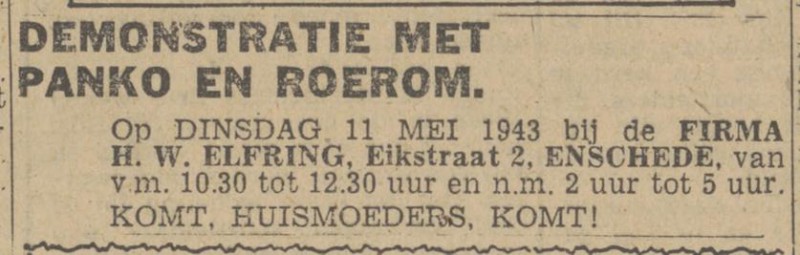 Eikstraat 2 H.W. Elfring advertentie Twentsch nieuwsblad 10-5-1943.jpg