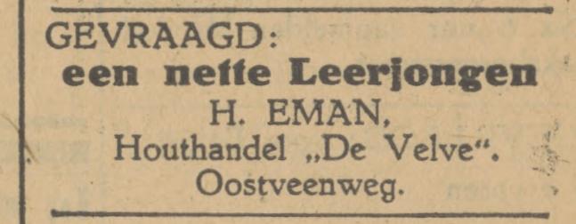 Oostveenweg H. Eman Houthandel De Velve advertentie Tubantia 8-10-1928.jpg
