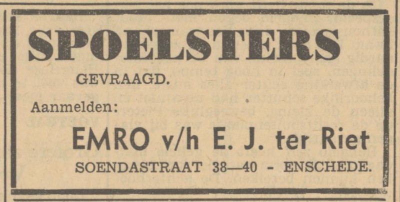 Soendastraat 38 EMRO advertentie Tubantia 18-9-1950.jpg