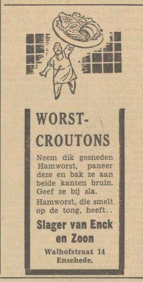 Walhofstraat 14 Slager Van Enck & Zoon advertentie Tubantia 7-9-1950.jpg