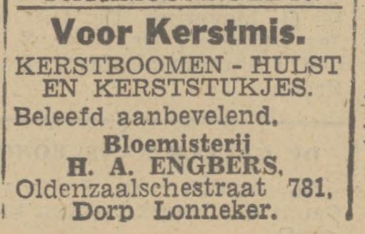 Oldenzaalsestraat 781 H.A. Engbers Bloemisterij advertentie Twentsch nieuwsblad 14-12-1944.jpg