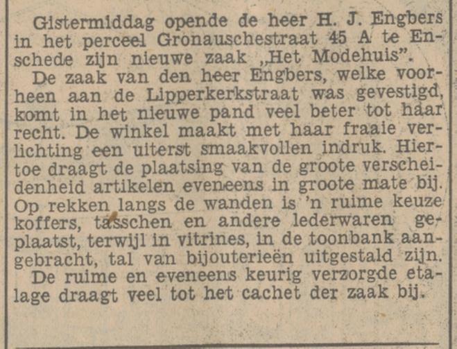 Gronausestraat 45a H.J. Engbers Het Modehuis krantenbericht Tubantia 28-3-1936.jpg