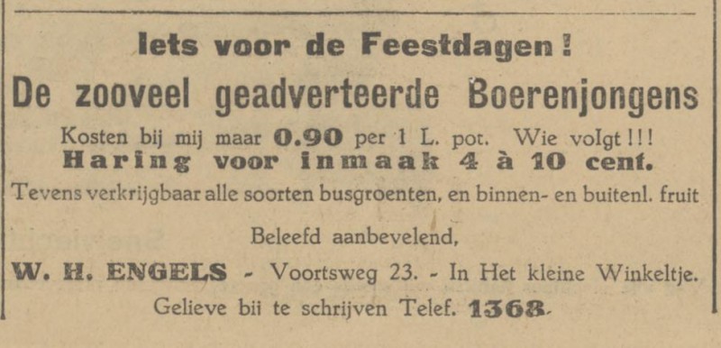 Voortsweg 23 W.H. Engels advertentie Tubantia 18-12-1926.jpg