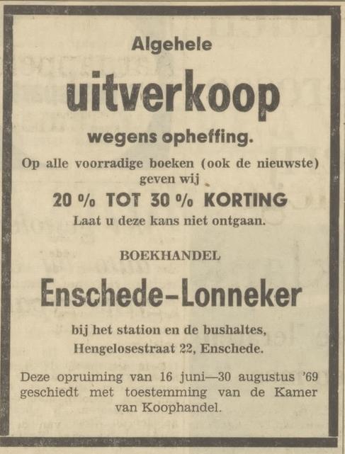 Hengelosestraat 22 Boekhandel Enschede-Lonneker advertentie Tubantia 25-6-1969.jpg