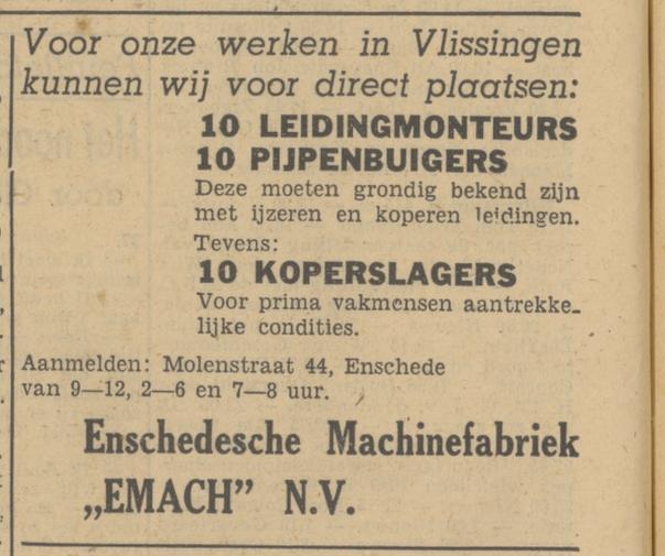 Molenstraat 44 Enschedesche Machinefabriek Emach N.V. advertentie Tubantia 22-8-1949.jpg