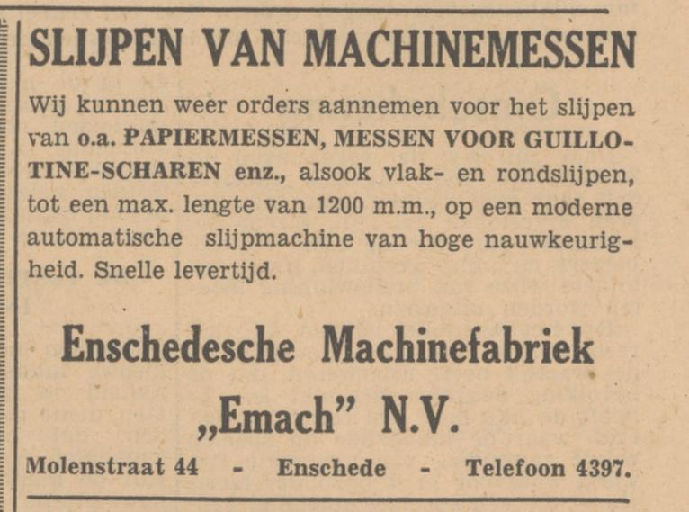 Molenstraat 44 Enschedesche Machinefabriek Emach N.V. advertentie Tubantia 26-2-1949.jpg